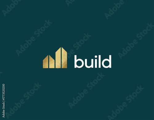 This logo features a modern architectural design emphasizing skyscrapers in gold. It embodies luxury and sophistication, suitable for a construction or development brand.