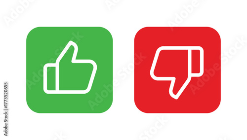 Thumbs Up and Thumbs Down Icons Set. Like and Dislike Symbol for Rating and Feedback.