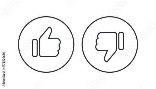 Thumbs Up and Thumbs Down Icons Set. Like and Dislike Symbol for Rating and Feedback.
