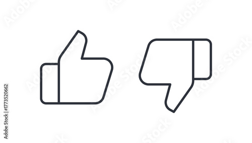 Thumbs Up and Thumbs Down Icons Set. Like and Dislike Symbol for Rating and Feedback.