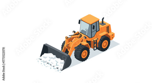 Isometric heavy duty bulldozer on clean background
