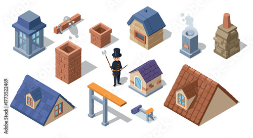 Chimney sweep and chimney structures in isometric design