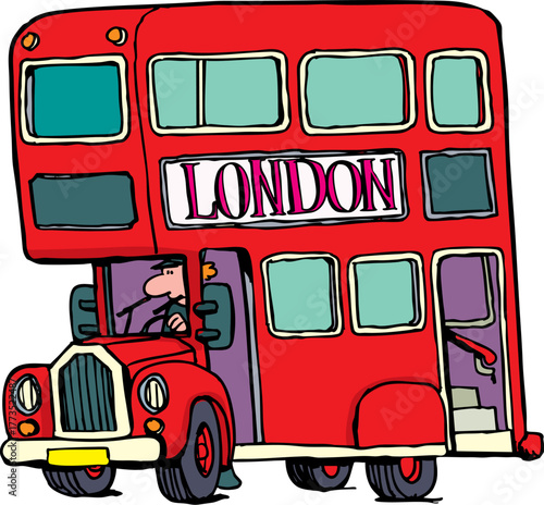 London double decker with a confused driver