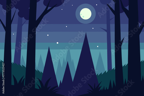 night landscape with moon