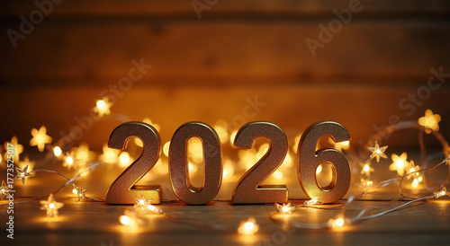 Festive 2026 New Year banner featuring golden numbers, holiday lights, and celebratory mood