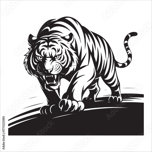 tiger silhouette vector illustrations in various poses