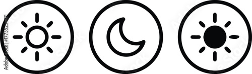 sun half moon icon set vector illustration night symbol 