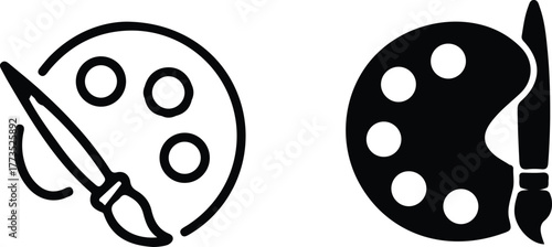 paint icon set editable stroke flat vector illustration color drawing