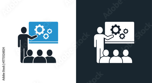 Technical skill training workshop icon - Vector icon symbol for website - Icon vector - Blue icon vector