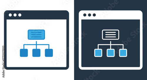 Hierarchical diagram web interface - Vector icon symbol for website - Icon vector - Blue icon vector