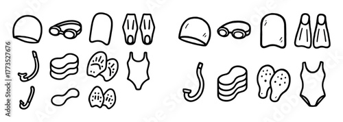 Swim Gear Doodle Icons