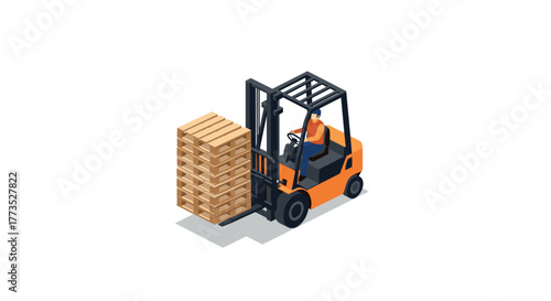 Isometric forklift with pallet