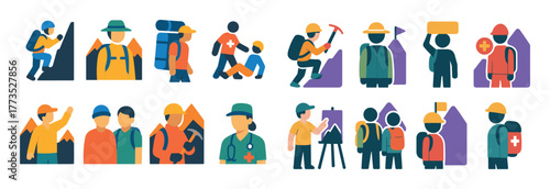 Mountain Climbing Icons