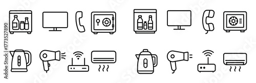 Hotel Room Amenities Icons