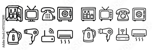 Hotel Room Amenities Doodles