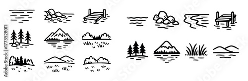 Lake Landscape Icons