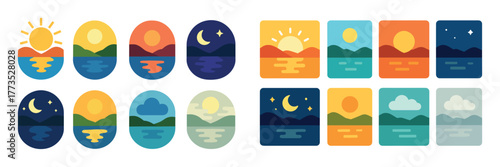Lake Landscape Icons