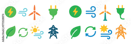 Colorful Wind Energy Icons