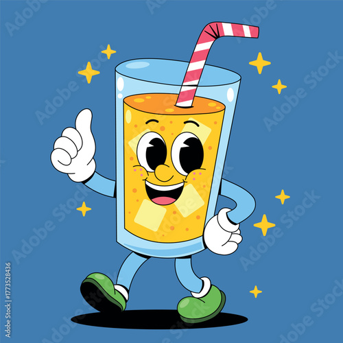 Retro Cartoon Orange Juice Character