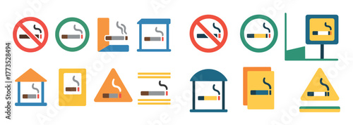 Vibrant Smoking Area Icons