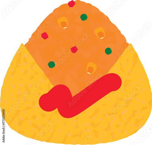 Onigiri/rice ball illustration,  Japanese  Omelette Rice / おにぎり・おむすびのイラスト  オムライス