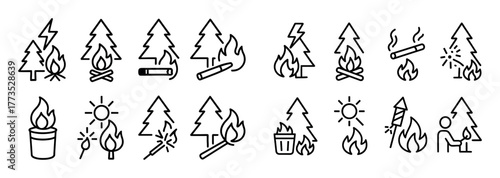 Forest Fire Causes Icons