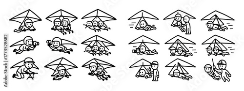 Hang Gliding Doodle Icons