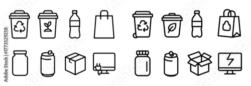 Minimalist Waste Icon Grid