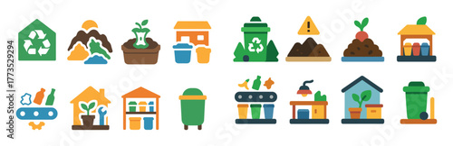 Waste Sorting Icons Grid