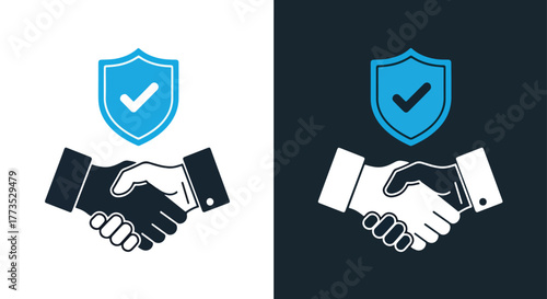 Secure business handshake partnership - Vector icon symbol for website - Icon vector - Blue icon vector