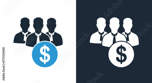Business finance team money earning icon - Vector icon symbol for website - Icon vector - Blue icon vector