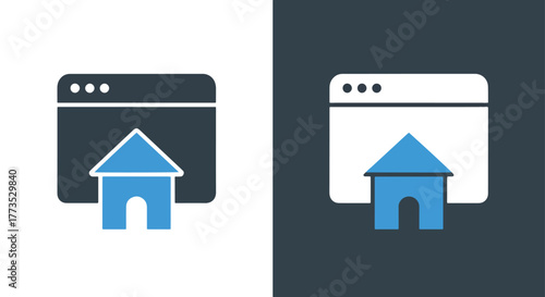 Web browser homepage interface icon - Vector icon symbol for website - Icon vector - Blue icon vector