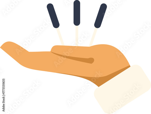 Doctor is holding acupuncture needles, thin needles used in acupuncture, a form of traditional chinese medicine