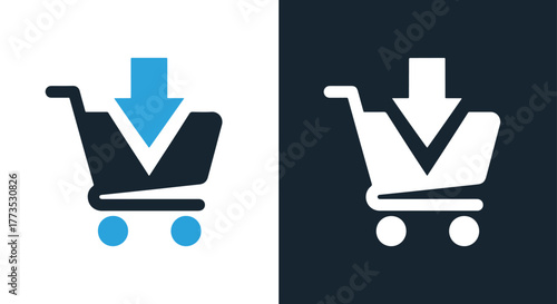 Shopping cart add to purchase icon ui - Vector icon symbol for website - Icon vector - Blue icon vector