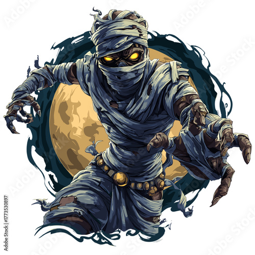 Scary Evil Mummy Monster Vector Clipart