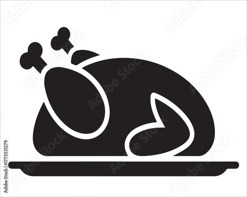 Silhouette of roasted turkey on platter vector illustration
