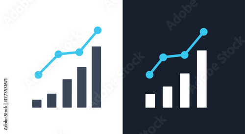 Dual mode business statistics icon - Vector icon symbol for website - Icon vector - Blue icon vector