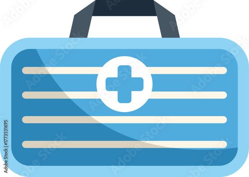 Blue first aid kit closed, with a white cross symbol, ready to provide medical assistance