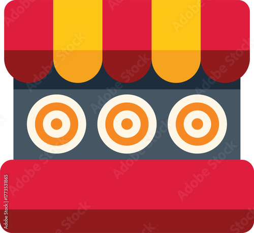 Shooting range booth with targets at amusement park, offering fun and entertainment