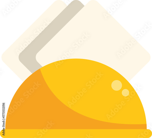 Illustration of a yellow napkin holder with paper napkins on top, isolated on a white background