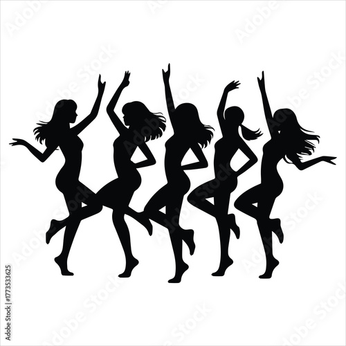 silhouettes of dancing girls