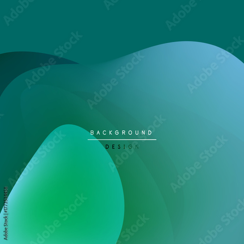 Abstract fluid shapes, teal hues blend smoothly. Minimalist design, modern aesthetic, calming visual experience. Background features text elements.