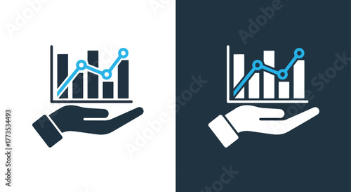 Financial data analysis vector icon - Vector icon symbol for website - Icon vector - Blue icon vector