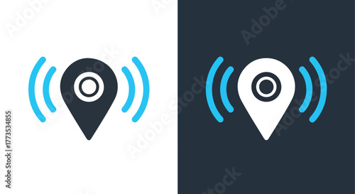 Gps location map pin signal concept - Vector icon symbol for website - Icon vector - Blue icon vector