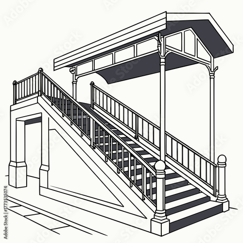 Illustration of a train station overpass