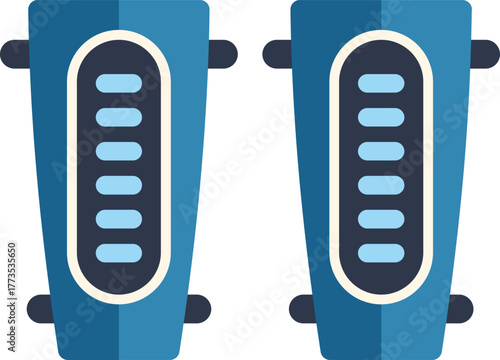 These blue shin guards are an essential piece of equipment for soccer players, providing protection from impacts during the game