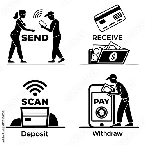 Set of money transfer icons