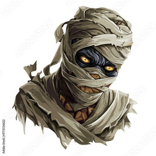Scary Evil Mummy Face Vector Clipart