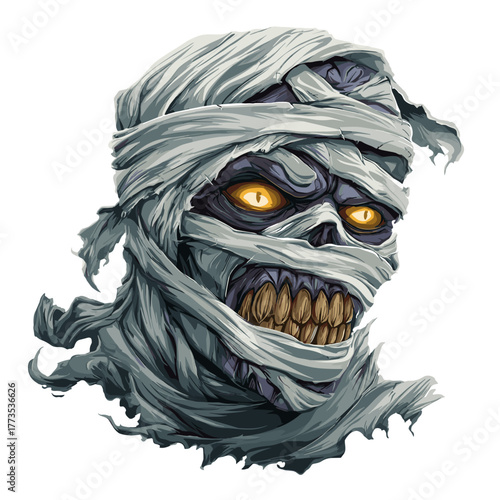 Scary Evil Mummy Face Vector Clipart