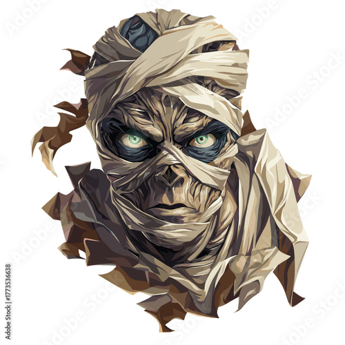 Scary Evil Mummy Face Vector Clipart